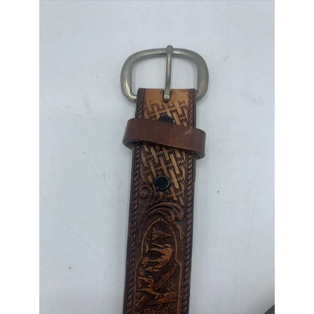 AA&E Leathercraft Vintage Embossed Full‎ Grain Cowhide Belt